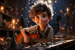 3D Character Child Boy musician with relevant environment Product Image 1