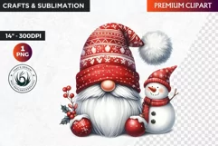 Christmas Gnome Clipart, snowman png, christmas clipart Product Image 1