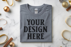 Gildan 64000 Sport Grey Folded Christmas Flat Lay T-shirt Product Image 1