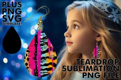 Leopard Sunflower Teardrop Earrings for Sublimation Product Image 1