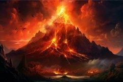 Erupting volcano in a dramatic landscape Product Image 1