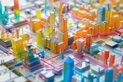 Vibrant miniature cityscape concept art Product Image 1