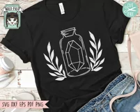 Crystal SVG, Crystal Mason Jar SVG, Crystal Leaves Frame SVG Product Image 2