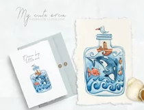 Killer whale clipart. Watercolor nursery orca illustration Product Image 4