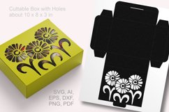 Cuttable Rectangular Gift Box with Three Flowers Holes SVG Product Image 1