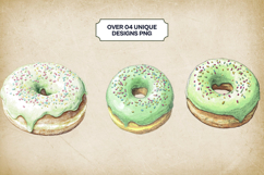 Matcha Donuts Clipart Bundle 4 PNG Product Image 3