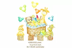 Watercolor Clipart, Wooden toys Digital, giraffe, teddy bear Product Image 2