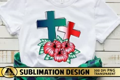 Easter Cross PNG Christian Sublimation PNG Floral Cross PNG Product Image 1
