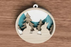 Christmas ornament laser cut file - Bunny family of 3 Product Image 2