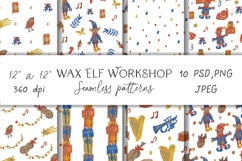 Wax Crayons Elf Workshop Seamless Patterns Product Image 1