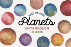 Planets 12 Watercolors Clipart Elements Space Galaxy Product Image 1