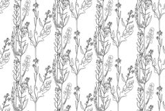 Line art botanical plants floral seamless pattern vector Product Image 1