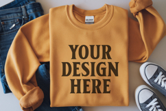 Orange Gildan 18000 Folded Flat Lay Mockups Product Image 1