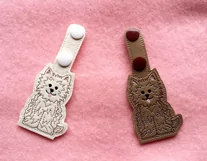 ITH Fluffy Dog Vinyl Key Fob or Bag Tag - Snap Tab Machine Embroidery Product Image 3