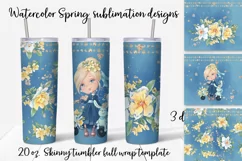 Spring sublimation design. Skinny tumbler wrap design. Product Image 1