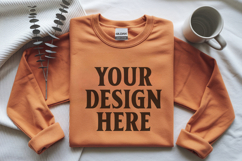 Orange Gildan 18000 Folded Flat Lay Mockups Product Image 1