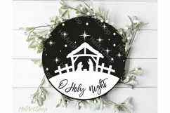 O Holy Night SVG, Round Christmas Sign SVG Product Image 1