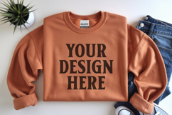 Orange Gildan 18000 Folded Flat Lay Mockups Product Image 1