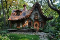 Magical fairytale cottage nestled in a lush green forest set Product Image 1