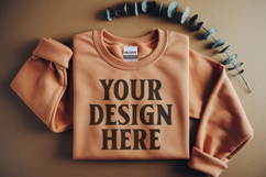 Orange Gildan 18000 Folded Flat Lay Mockups Product Image 1