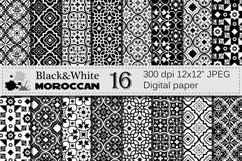 Black and White Moroccan Digital Paper Pack / Ethnic Tribal Geometric Ornamental Digital papers / Moroccan backgrounds / Scrapbooking paper Product Image 1