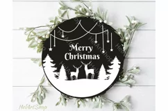Round Christmas Sign Svg, Merry Christmas Svg Product Image 1