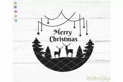 Round Christmas Sign Svg, Merry Christmas Svg Product Image 2