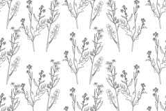 Line art botanical plants floral seamless pattern vector Product Image 1