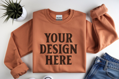 Orange Gildan 18000 Folded Flat Lay Mockups Product Image 1