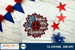 Patriotic Sunflower With Peace Sign PNG Sublimation Product Image 1