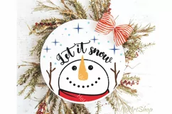 Snowman Sign SVG, Round Christmas Sign SVG Product Image 1