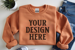 Orange Gildan 18000 Folded Flat Lay Mockups Product Image 1