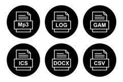 Set Of File Formats Icons Product Image 1