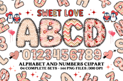 Valentine Alphabet Clip Art, valentines day letters doodle Product Image 1