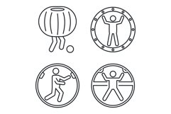 Zorb ball activity icons set, outline style Product Image 1