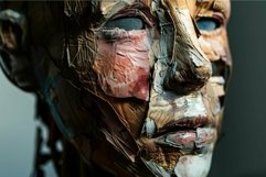 Abstract closeup of textured human face sculpture with layer Product Image 1