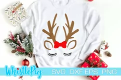 Reindeer Face SVG Reindeer Eyes SVG Reindeer Eyelash SVG Product Image 1