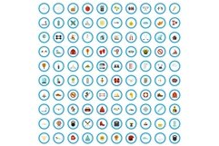 100 hobby excellence icons set, flat style Product Image 1