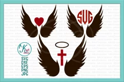 Angel wings cross heart angel svg dxf files to cut Product Image 1