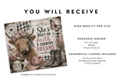 Highland Cow Faith Dreams Tumbler Wrap Product Image 2