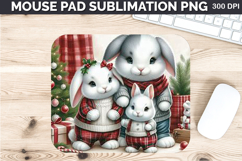 Watercolor Rabbit Mouse Pad Sublimation - Christmas PNG Product Image 1