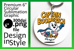 Artful Keychain Circle Design Template , Funny Ghost Product Image 1