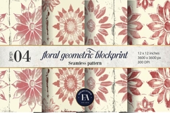 Rustic Retro Floral Block Print | Geometric Floral Pattern Product Image 1