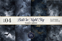 Bats Night Sky Pattern, Dark Gothic Bat Seamless Paper Product Image 1
