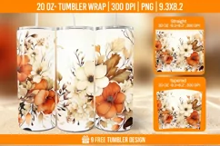 3D Flower Tumbler Wrap Designs , Sublimation Wrap Product Image 1