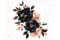 Gothic Floral PNG, Dark Aesthetic Flowers Clipart Print Product Image 3