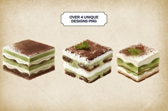 Matcha Tiramisu Clipart 4 PNG Product Image 2