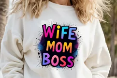 WIFE MOM BOSS clipart | Mothers day Sublimation design png Product Image 2