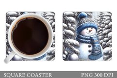 Cute Snowman Coaster Sublimation. Christmas Coaster Design Product Image 1