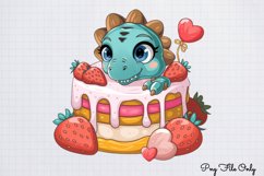 Peeking Dinosaur Valentines Day Clipart PNG Product Image 1